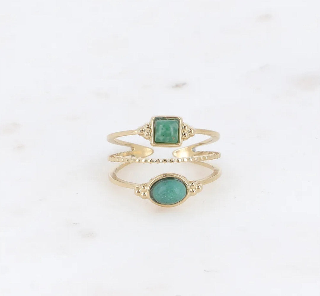 La bague "Tessa" en jaspe vert