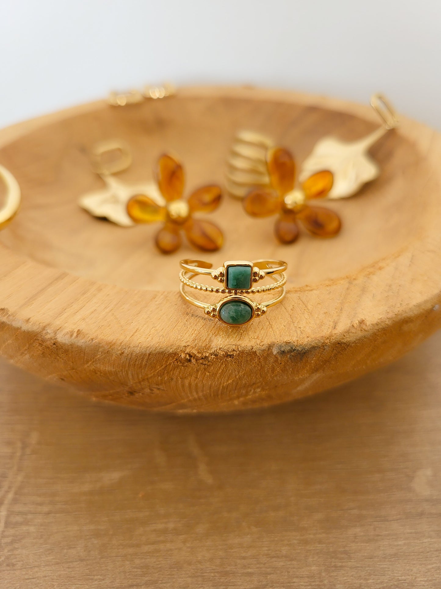 La bague "Tessa" en jaspe vert