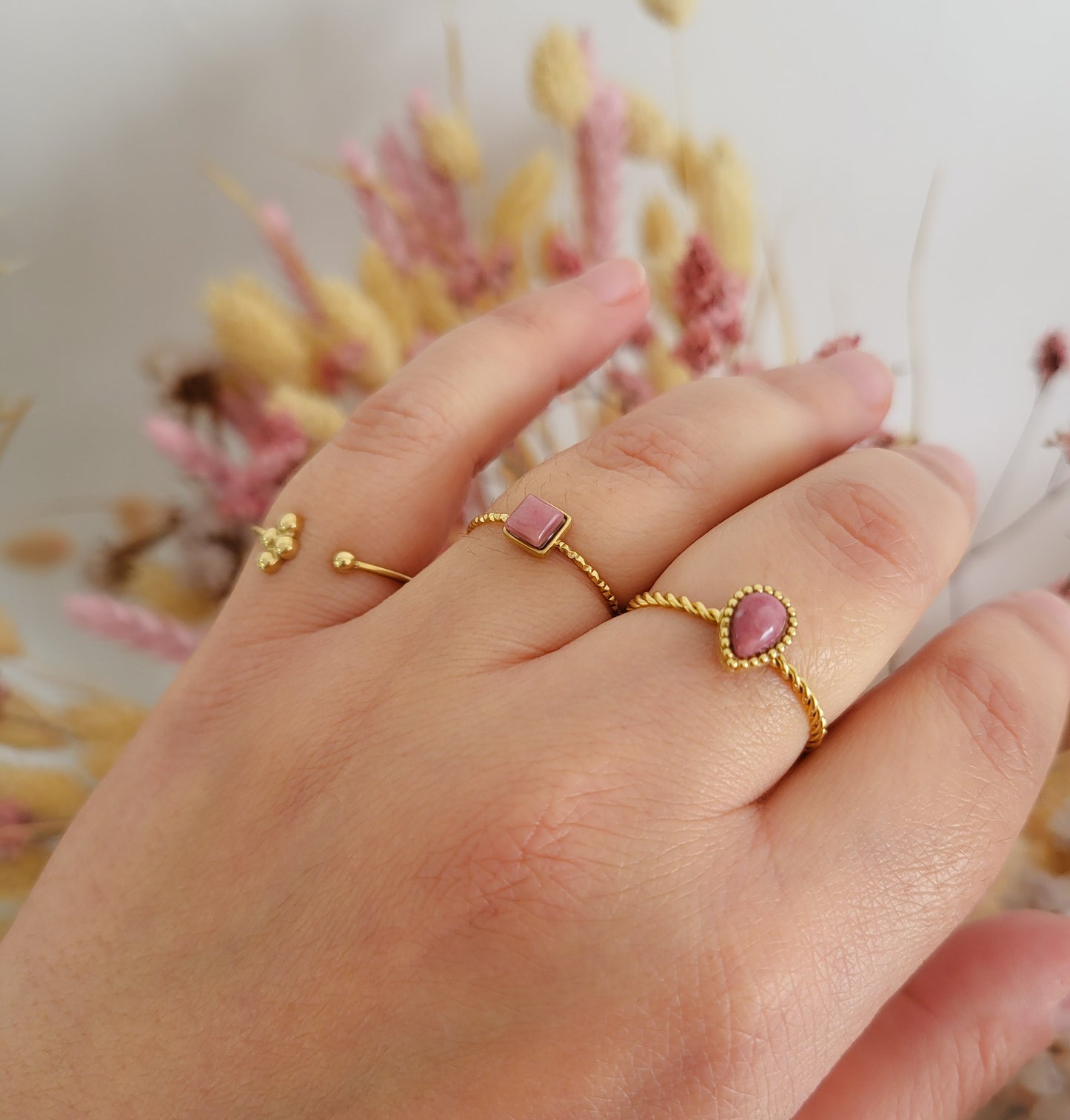 Le trio de bagues "Rose"