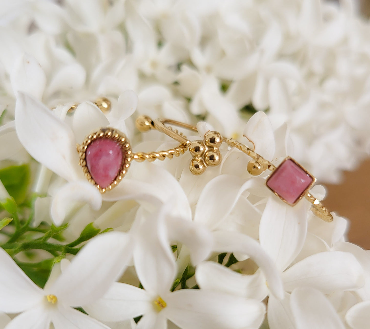 Le trio de bagues "Rose"