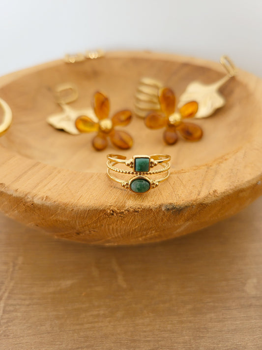 La bague "Tessa" en jaspe vert